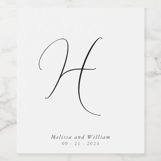 Moderne Monogram bruiloft gunst Wijn Etiket (Enkel label)