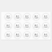 Moderne Monogram Bruiloft Stickers (Vel)