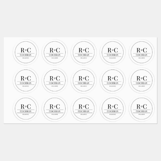 Moderne Monogram Bruiloft Stickers (Vel)