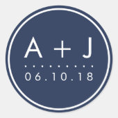 Moderne Monogram Bruiloft Stickers | Aangepaste kl (Voorkant)