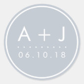 Moderne Monogram Bruiloft Stickers | leisteen (Voorkant)