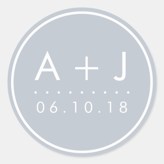 Moderne Monogram Bruiloft Stickers | leisteen (Voorkant)