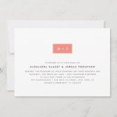 Moderne Monogram bruiloft uitnodiging | koraal (Voorkant)