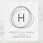 Moderne monogram bruiloft voor wijn etiket (Enkel label)