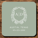 Moderne Monogram Bruiloft Wijze Groene kuif Kartonnen Onderzetters<br><div class="desc">Voeg een elegante touch toe aan uw feest met het Modern Monogram Wedding Crest Square Paper Onderzetter. Met een geavanceerd monogram crest-ontwerp zijn deze onderzetters ideaal voor bruiloften, verlovingsfeesten of vrijgezellenfeesten. De stijlvolle vierkante vorm en het hoogwaardige, absorberende papier beschermen oppervlakken en verbeteren tegelijkertijd uw inrichting. Personaliseer met uw initialen...</div>