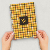 Moderne Monogram Bruine Geruite Tartan Notitieboek