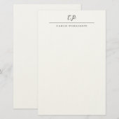 Moderne Monogram-Calligrafie Eenvoudige Naam Briefpapier (Voorkant / Achterkant)