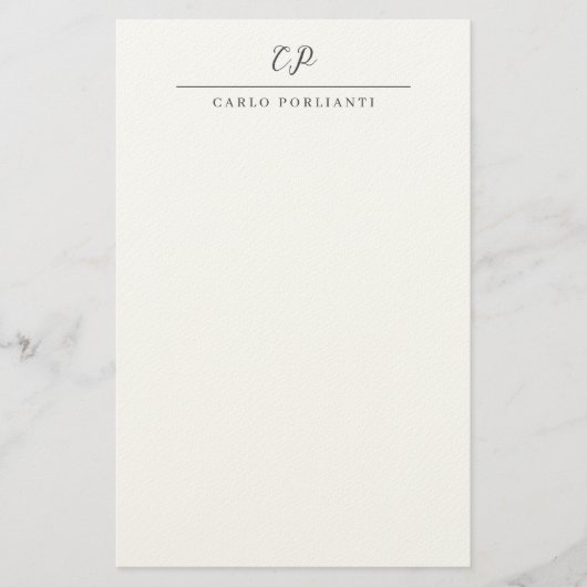 Moderne Monogram-Calligrafie Eenvoudige Naam Briefpapier (Voorkant)