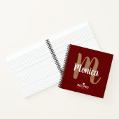 Moderne monogram chef recepten donkerrood notitieboek (Binnen)