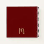 Moderne monogram chef recepten donkerrood notitieboek (Achterkant)