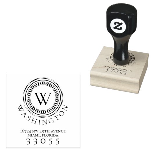 Moderne Monogram Cirkel retour adres stempel (Gestempeld)