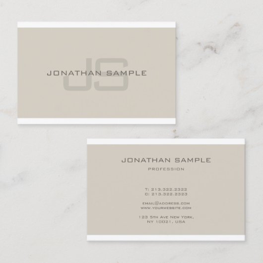 Moderne Monogram Clean Professional Plain Luxury Visitekaartje (Voorkant / Achterkant)