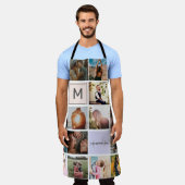 Moderne monogram coole familie 16 foto-collage gri schort (Gedragen)