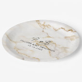 Moderne Monogram Custom Goud Marmer Bruiloft Papieren Bordje (Gekanteld)