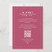 Moderne Monogram Dark Roze Trouwfotolijst Save The Date (Achterkant)