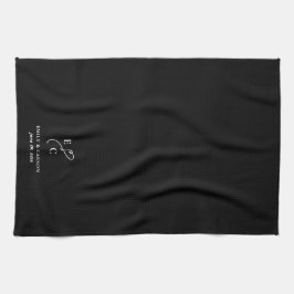 Moderne Monogram Datum Stijlvol Chic Zwart & Wit Theedoek