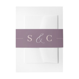 Moderne Monogram Deep Plum & Pink Wedding Uitnodigingen Wikkel