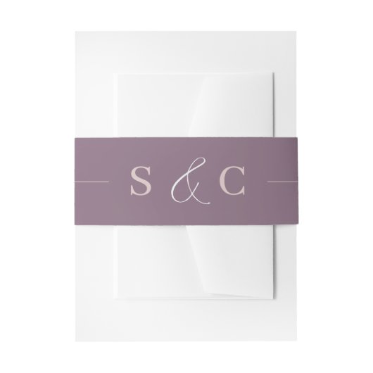 Moderne Monogram Deep Plum & Pink Wedding Uitnodigingen Wikkel (Voorkant Voorbeeld)