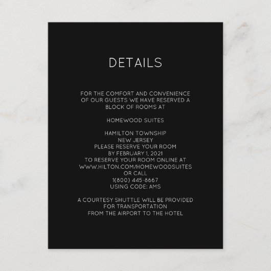 Moderne Monogram Details Card Informatiekaartje (Voorkant)