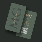 Moderne Monogram Donkere Groene QR code sociale me Visitekaartje