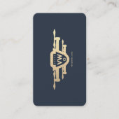 Moderne Monogram Drone Pilot Donkerblauw Goud Visitekaartje (Voorkant)