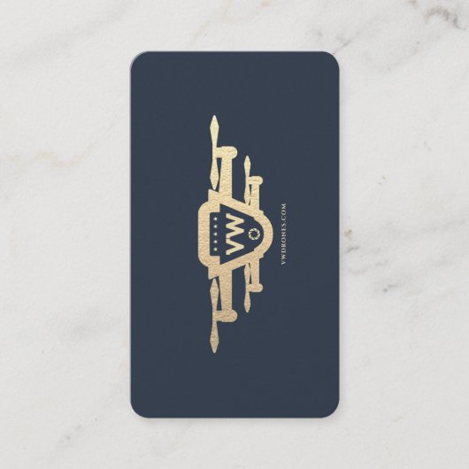 Moderne Monogram Drone Pilot Donkerblauw Goud Visitekaartje (Voorkant)
