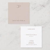 Moderne monogram dunne plaat professioneel elegant vierkante visitekaartje (Voorkant / Achterkant)