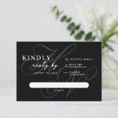 Moderne Monogram Eenvoudige Zwarte RSVP-Kaart RSVP Kaartje (Staand voorkant)