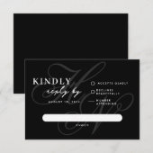 Moderne Monogram Eenvoudige Zwarte RSVP-Kaart RSVP Kaartje (Voorkant / Achterkant)