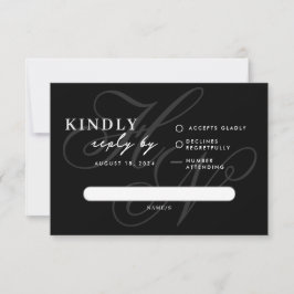 Moderne Monogram Eenvoudige Zwarte RSVP-Kaart RSVP Kaartje