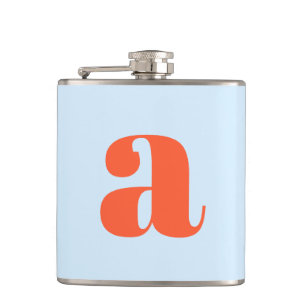 Moderne Monogram Eerste Letter Blauw Oranje Bruilo Heupfles