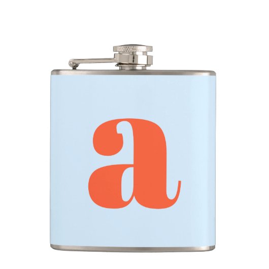 Moderne Monogram Eerste Letter Blauw Oranje Bruilo Heupfles (Voorkant)