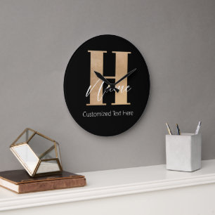 Moderne Monogram Eerste Letter H & Naam Persoonlij Grote Klok