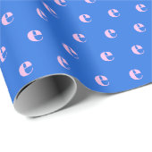 Moderne Monogram Eerste Letter Helder Blauw Roze Cadeaupapier (Rol Hoek)