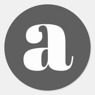 Moderne Monogram Eerste Letter Klassiek Zwart Wit Ronde Sticker