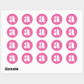 Moderne Monogram Eerste Letter Kleurrijk Heet Roze Ronde Sticker (Vel)