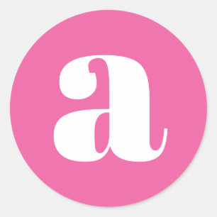 Moderne Monogram Eerste Letter Kleurrijk Heet Roze Ronde Sticker