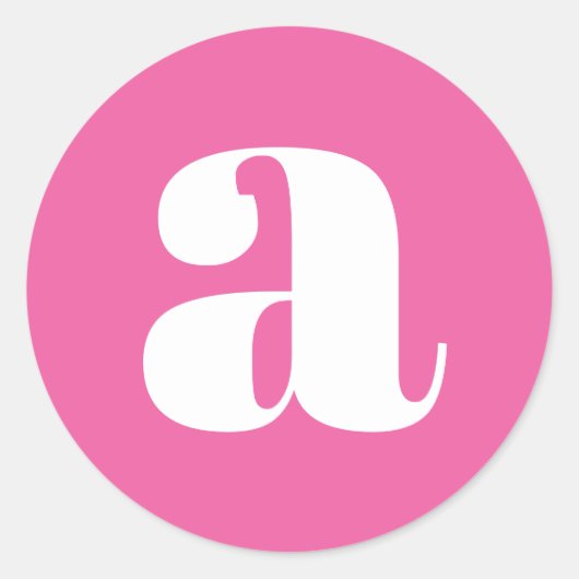 Moderne Monogram Eerste Letter Kleurrijk Heet Roze Ronde Sticker (Voorkant)