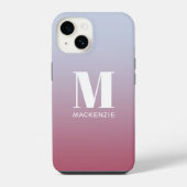 Moderne Monogram Eerste Letter Naam Roze Blauwe Gr iPhone Hoesje (Achterkant)