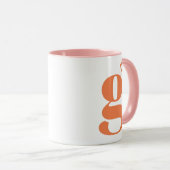 Moderne Monogram Eerste Letter Oranje Roze Mok (Voorkant rechts)