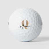 Moderne Monogram Eerste Letter Q & Naam Persoonlij Golfballen (Voorkant)