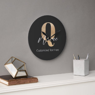 Moderne Monogram Eerste Letter Q & Naam Persoonlij Grote Klok
