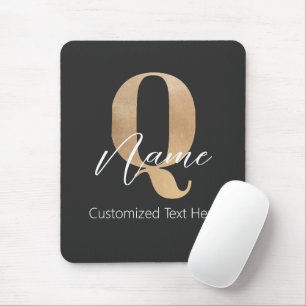 Moderne Monogram Eerste Letter Q & Naam Persoonlij Muismat