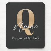 Moderne Monogram Eerste Letter Q & Naam Persoonlij Muismat (Voorkant)