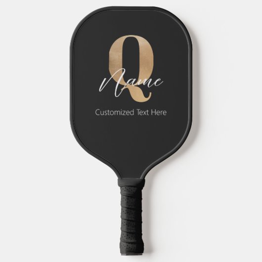 Moderne Monogram Eerste Letter Q & Naam Persoonlij Pickleball Paddle (Voorkant)