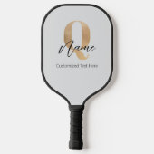 Moderne Monogram Eerste Letter Q & Naam Persoonlij Pickleball Paddle (Achterkant)