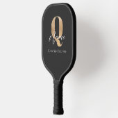 Moderne Monogram Eerste Letter Q & Naam Persoonlij Pickleball Paddle (Links)