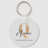 Moderne Monogram Eerste Letter Q & Naam Persoonlij Sleutelhanger (Voorkant)