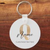 Moderne Monogram Eerste Letter Q & Naam Persoonlij Sleutelhanger (Voorkant)