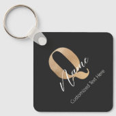 Moderne Monogram Eerste Letter Q & Naam Persoonlij Sleutelhanger (Voorkant)